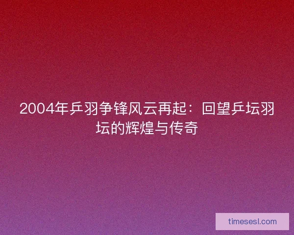 2004年乒羽争锋风云再起：回望乒坛羽坛的辉煌与传奇